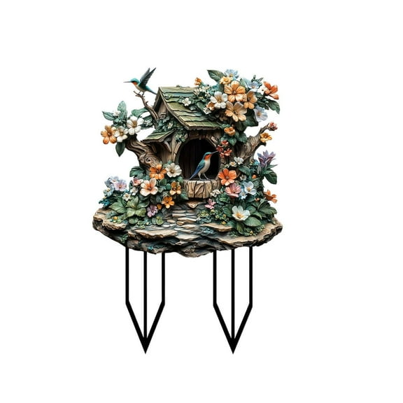 JilgTeok 1 Packs Waterproof Garden Hummingbird Statue with Solar Light Outdoor Decor for Yard, Patio, Lawn Singing Bird Ornament to Attract Real Hummingbirds