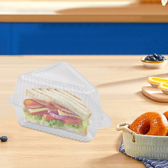 JilgTeok 2 Packs 100pcs Disposable Sandwich Box with Lid Triangular Cake Box Sandwich Case Cupcake Carrier Container Food Containers for Packaging Picnic Camping Muffins Pastries Pie Bakery Boxes