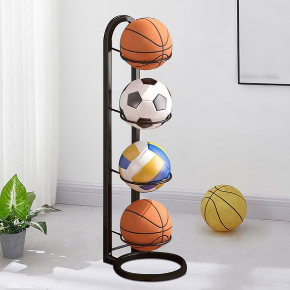 JilgTeok 2 Packs 4 Tiers Basketball Stand Balls Holder for Basketball Football Ball Frame Multi-Purpose Vertical Ball Rack
