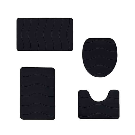JilgTeok 2 Packs 4pcs Bathroom Rug Soft Non-Slip Absorbent Foam Mats for Shower, Toilet & Floor Machine Washable