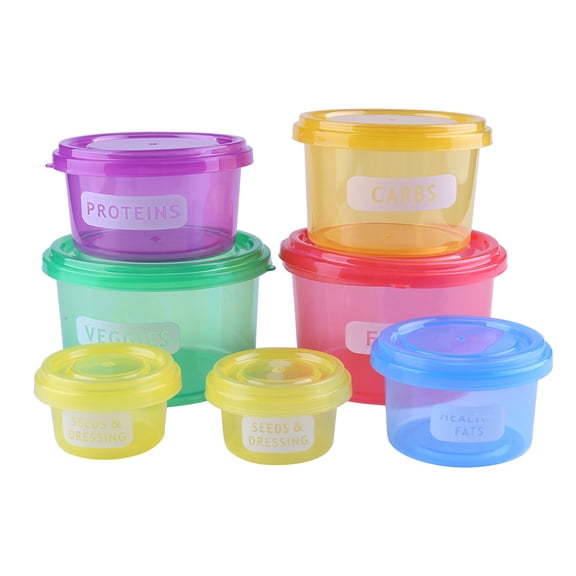 JilgTeok 2 Packs 7pcs Food Box Prep Storage Container Mini Portable Lunch Box for Fruits Snacks Fitness Meal Eating Plan