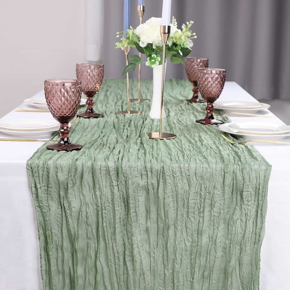 JilgTeok 2 Packs Boho Gauze Table Runner Romantic Rustic Sheer Runner for Wedding Party Bridal Birthday Spring Farmhouse Table Decorations