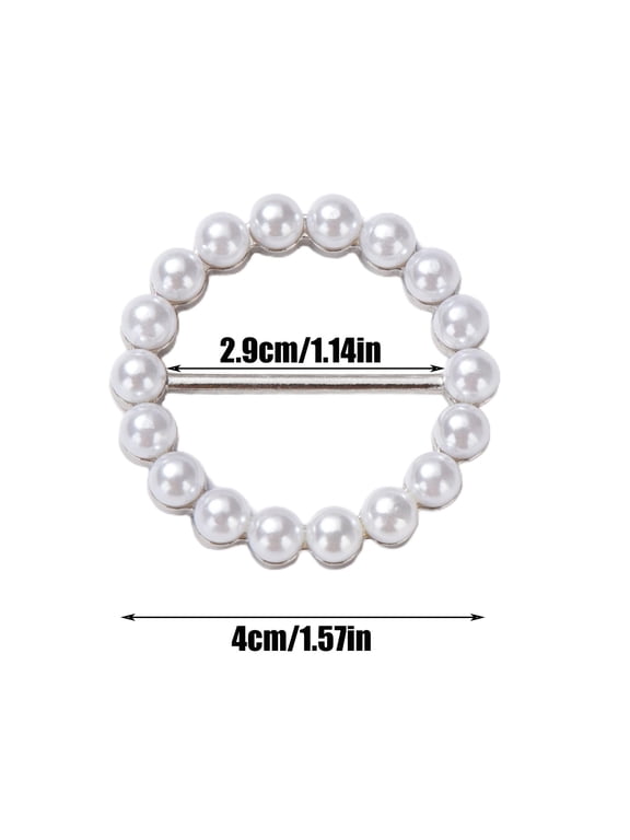 2 Packs Fashion Metal Pearl Ring Clip Womens T-shirt Knot Buckle Belt Adjustment Scarf Buckle for Shirt Silk Scarf Clothing Circle Knotted Buckle