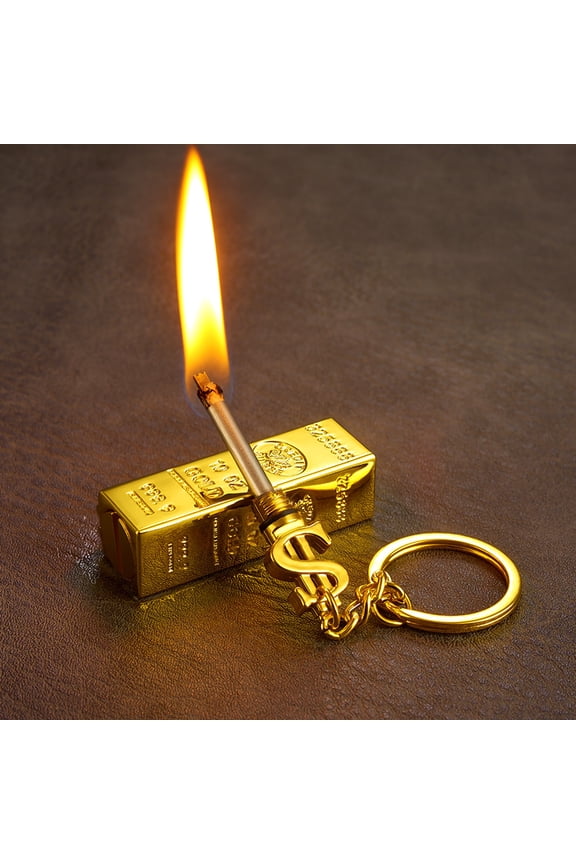 2 Packs Gold Bars Match Kerosene Lighter Outdoor Multi-functional Keychain Pendant for Outdoor Survival Camping Hiking Travel