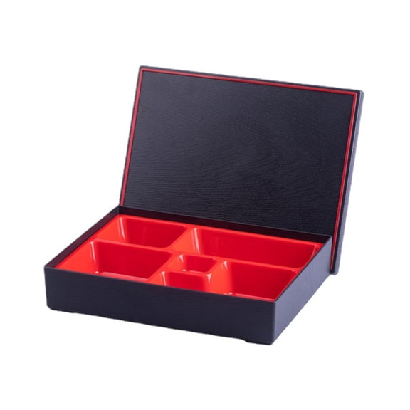 JilgTeok 2 Packs Japanese Sushi Tray Lunch Box Bento Box Traditional Plastic Lacquered Box for Restaurant Home Dining Serving Tray