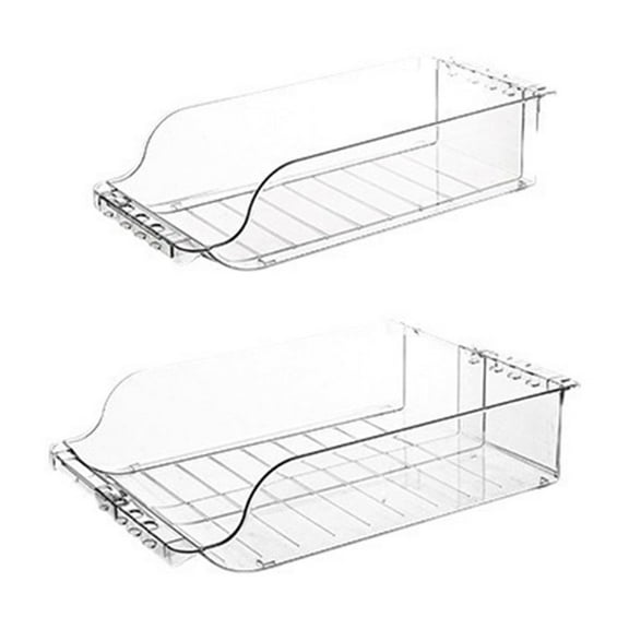JilgTeok 2 Packs Large Capacity Expandable Fridge Storage Organizer for Beer Soda Cans Plastic Kitchen Pantry Shelves White Household Food Beverage Organizer