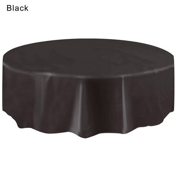 JilgTeok 2 Packs Large Plastic Round Tablecloth 2.13M Disposable Party Table Cover Wipe Cleaning for Birthday Party Home Kitchen Dinning
