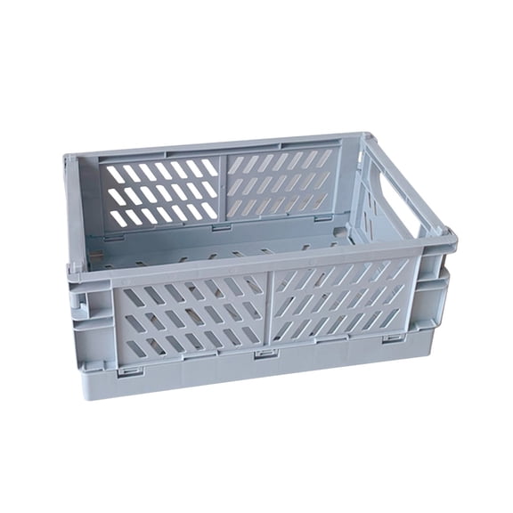 JilgTeok 2 Packs Mini Foldable Plastic Storage Basket with Handles Organizing Crates Collapsible Storage Bin for Home Kitchen Bedrooms Office Desks