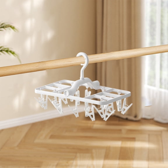 JilgTeok 2 Packs Multifunctional Clothes Drying Rack Clip Windproof Non Slip Underwear Socks Clothes Holders Multi Clips Foldable Hangers for Travel Laundry Bathroom