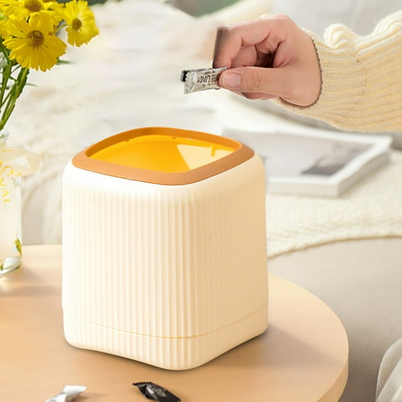 JilgTeok 2 Packs Open Desktop Trash Can Small Plastic Trash Bin Mini Trash Can Wastebasket for Bathroom Bedroom Laundry Room Kitchens