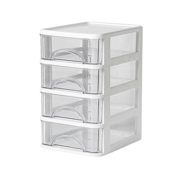 JilgTeok 2 Packs Transparent Plastic Drawer Organizer for Desk, Small Storage Box with Handles for Stationery, Makeup, Jewelry, Office Supplies, 5-Size Options, Shatterproof & BPA Free