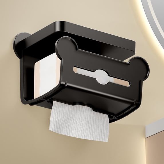 JilgTeok 2 Packs Wall Mounted Toilet Paper Holder with Phone Shelf Bathroom Storage Rack Storage Box Non Perforated Tissue Box Toilet Paper Dispenser for Bathroom Toilet