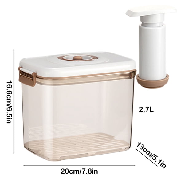JilgTeok 3 Packs 7L Vacuum Storage Container with Pump, Airtight Food Saver Box for Refrigerator, Clear Plastic Kitchen Organizer for Fruits Vegetables Dry Food