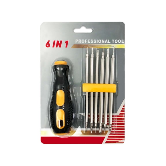 JilgTeok 4 Packs 12-in-1 Multi Function Screwdriver Set with Magnetic Bits for Home Repair & Electronics Maintenance (6 Bits, YU-Shaped Handle)