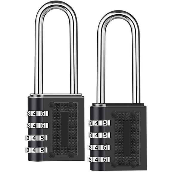 JilgTeok 4 Packs 2pcs Combination Padlock Long Shackle Lock 4 Digit Resettable Combination Lock for Gym Locker Hasp Cabinet Toolbox Dorm Use