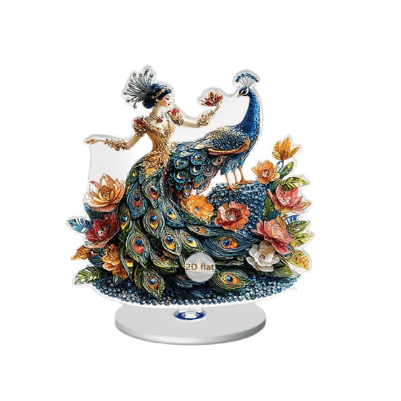 JilgTeok 4 Packs Beautiful Peacock Celestial Pendant 2D Acrylic Flat Rotation 360 Ornament Decoration Home Office Tabletop Decor
