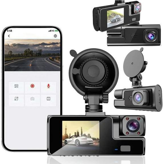 JilgTeok 4 Packs Dash Cam Front and Inside 1080P FHD for Cars with Infrared Night Vision 140 Degrees Wide Parking Monitor Loop Recording APP