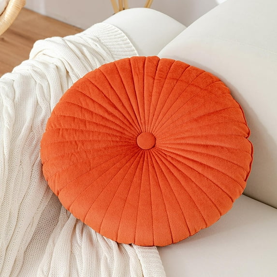 JilgTeok 4 Packs Round Pumpkin Throw Pillow Seat Cushion Solid Color Window Cushion Thick Soft Cozy for Living Room Sofa Bed