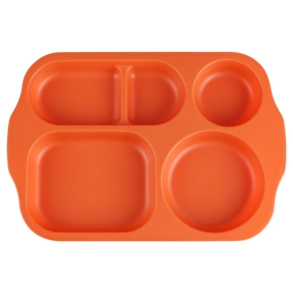 JilgTeok 4 Packs Wheat Straw Divided Meal Plates with 5 Compartments Thickened Cafeteria Partition Tableware Multi Lunch Plates Food Tray for Kitchen Picnic Adults Children