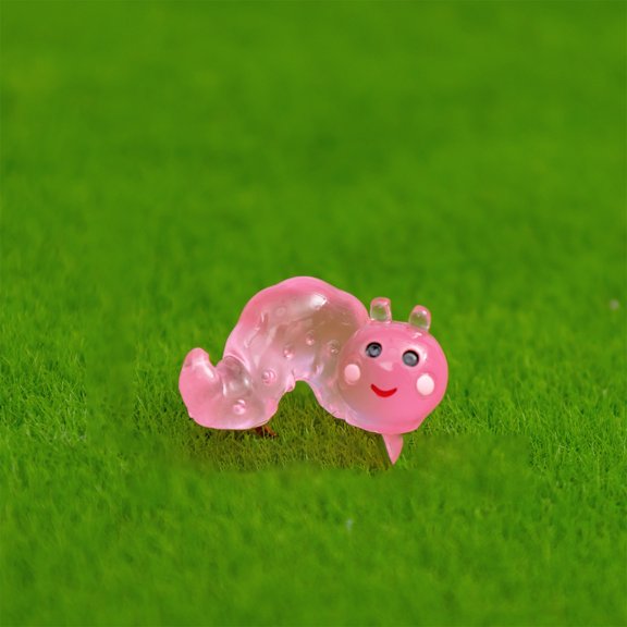 JilgTeok 4 Pcs Garden Luminous Caterpillar Ornaments Moss Luminous Decor Simulation Worm for Outside Garden DIY Party Outdoor Accessories