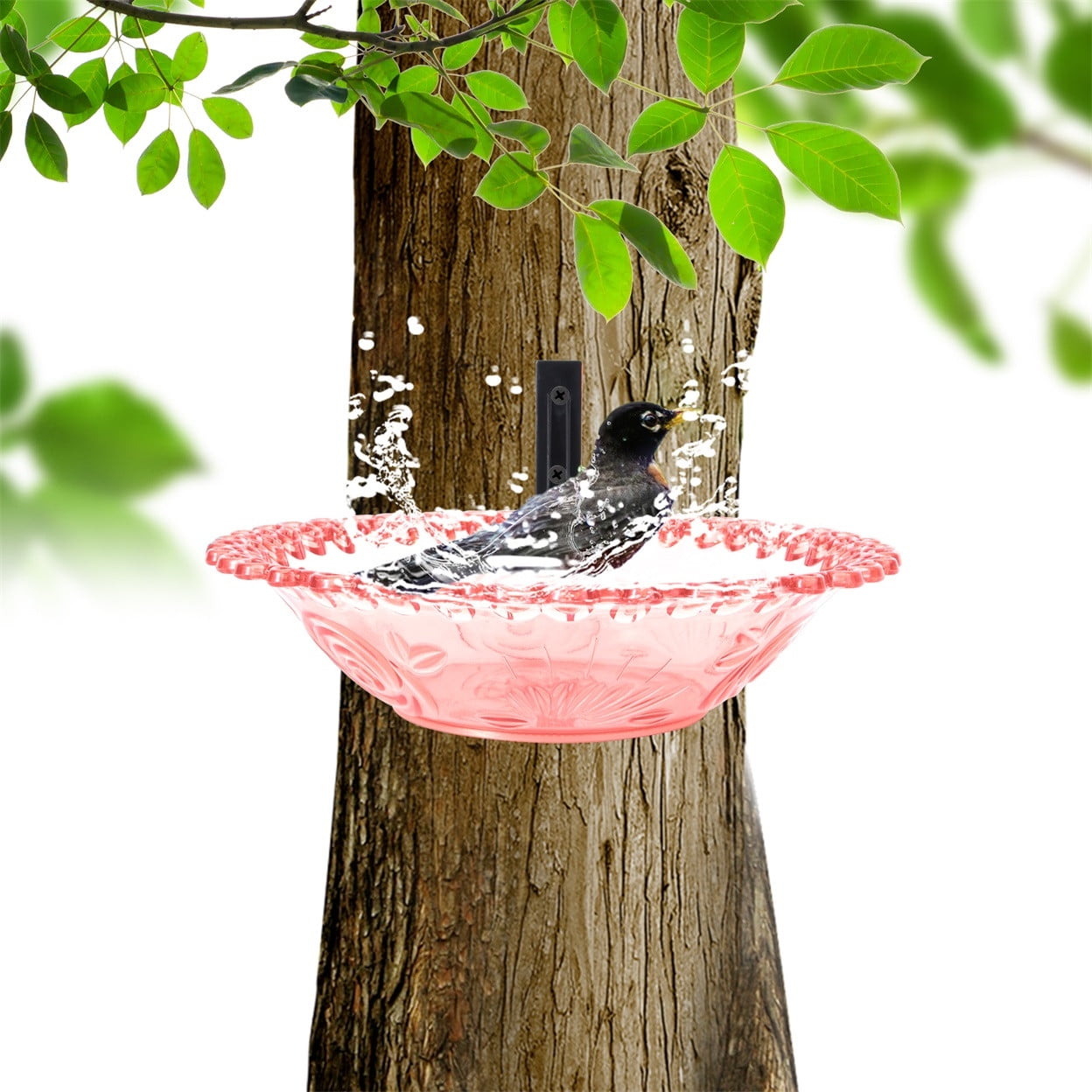 JilgTeok 5 Packs Bird Feeder Hanging Bird Bath Tray Water Bowl Outdoor Plastic Hummingbird Feeder Shower Bird Basin for Outdoors Garden Patio Decoration