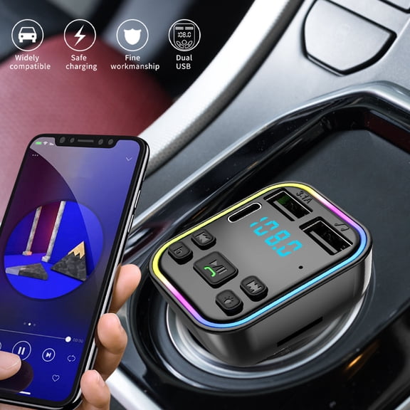 JilgTeok 5 Packs Car FM Transmitter Receiver Radio Bluetooth 5.0 Wireless Hands-free Car MP3 Adapter Player 2 USB+PD Charger Kit Universial for Cars