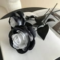 thumbnail image 1 of JilgTeok Back to School Black Roses Artificial Flowers Halloween, Fake Black Roses with Long Stem, Black and White Fake Flowers for Wedding Party Home Gothic Halloween Decor(H:20.03in), 1 of 6
