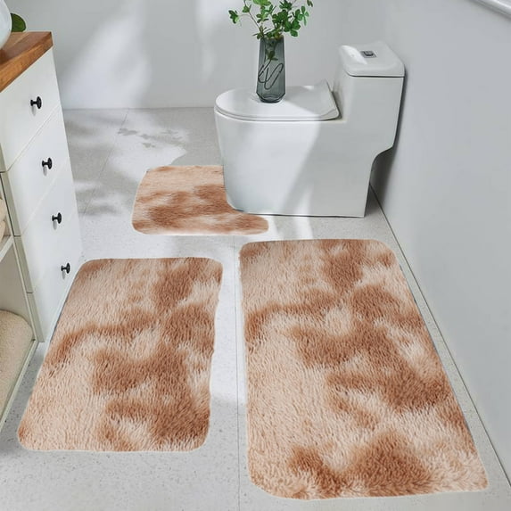 JilgTeok Bathroom Rugs Sets 3 Piece, Extra Soft and Absorbent Thick Fluffy Non Slip Microfiber Bath Mat, Quick Dry Machine Washable Carpet and Contour Toilet Rug for Bathroom Floor, Tub and Shower