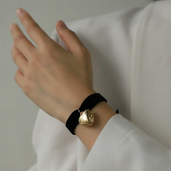 JilgTeok Bracelets for Women New Valentine's Day Series Stretch Velvet Wide Band Heart Peach Bracelet Women's Fashion Hand Jewellery Bracelet Mothers Day Gifts