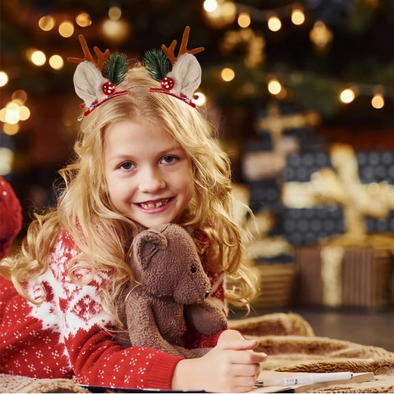 JilgTeok Christmas Hair Clips Reindeer Clips Cute Reindeer Antlers Headband Christmas Hair Accessories for Girls Holiday Red Deer Ears Hair Bows Bell Barrettes for Hair Gift for Women(2pcs)