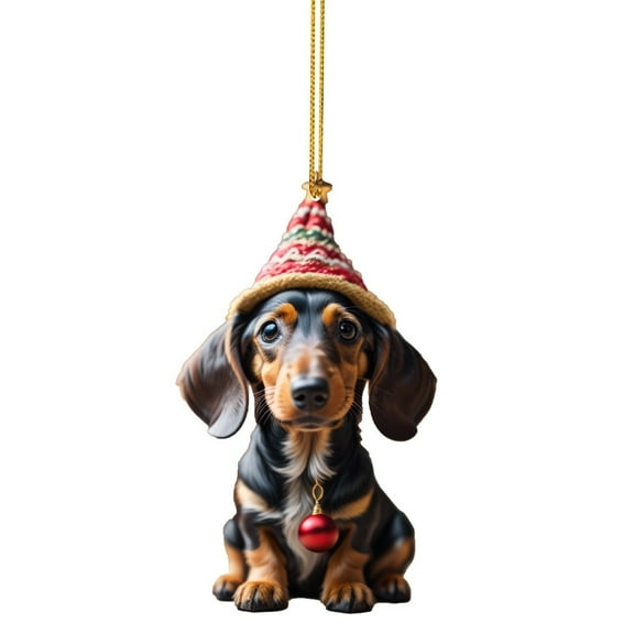 JilgTeok Dachshund Christmas Ornament 2024, Funny Dog Christmas Tree Ornament, Dachshund Christmas Decorations, Dog Lovers Gift Idea Xmas Decor for Christmas Tree Car Backpacks(3.14in)