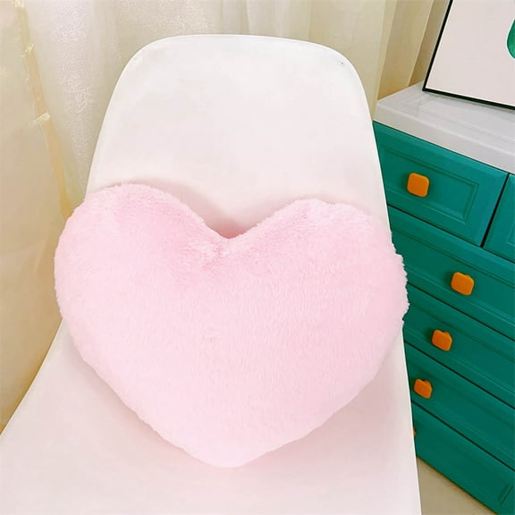 JilgTeok Heart Shaped Decorative Pillows Rose Velvet Throw Pillow Fluffy Pillows Cute Soft Throw Cushion for Girls Kids Bedroom Living Room Sofa Couch(13.0*9.8in)