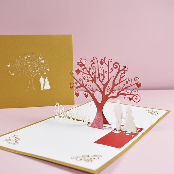 JilgTeok Valentines Day Pop Up Card, 3D Love Tree Couple Anniversary Wedding Thank You Birthday, for Wife, Husband, Her, Him, Couple, Romantic Greeting Card Happy Mothers Day(6.1*5.12in)
