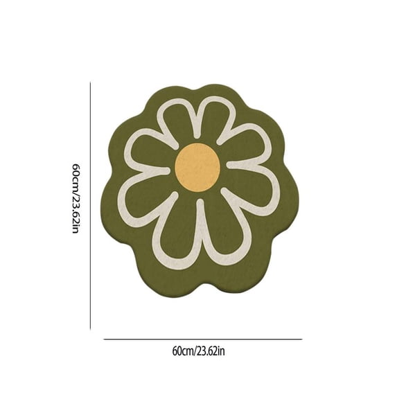 JilgTeok Flower Shaped Rug, Cute Daisy Rug, Flower Bath Rugs, Round Carpet, Non Slip Water Absorbent Bathroom Mat, Soft Machine Wash Rug Mat for Bedroom Kitchen Bathroom Toilet Floors(23.62*23.62in)