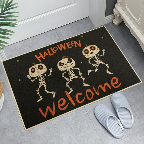 JilgTeok Halloween Door Mat, Outdoor Front Door Decorative Doormat ,Horror Decorative Welcome Doormats, Non-Slip Polyester Mats Washable Carpet for Entryway, Indoor, Bathroom, Kitchen(23.62*15.75in)