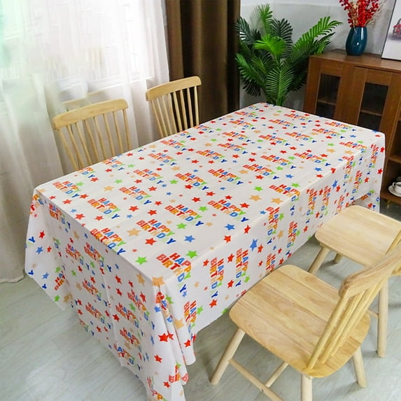 JilgTeok Happy Birthday Plastic Tablecloth, Rectangular Disposable Colorful Balloon Party Tablecloth, Suitable for Birthday, Graduation, Wedding Decoration Tablecloth(53.93*107.87in)