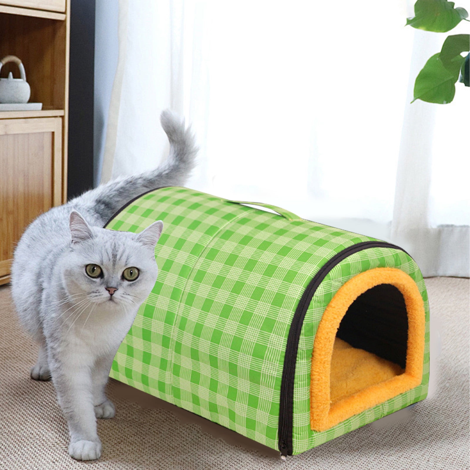 Casa Para Gatos De Exterior - Aislada, Impermeable Y Con Cortina (58x38x29 Cm)