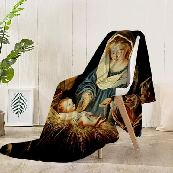JilgTeok Home Essential Clearance Christmas Jesus Blanket Flannel Blanket Sofa Lunch Blanket 70x100cm Machine Washable(27.6*39.4in)