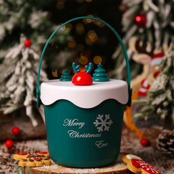 JilgTeok Home Essential Christmas Snowman Plastic Buckets,Gift Box Empty Box Candy Box Christmas Companion Gift Box Fruit Packaging Box(4.13*4.33in)