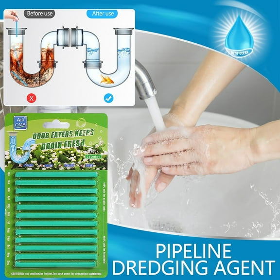 JilgTeok Home EssentialCleaning Sticks Oil Decontamination Kitchen Toilet Bathtub Drain Cleaneer, Cleaner for Preventing Clogs Eliminating Smelly Odor(12 Sticks)