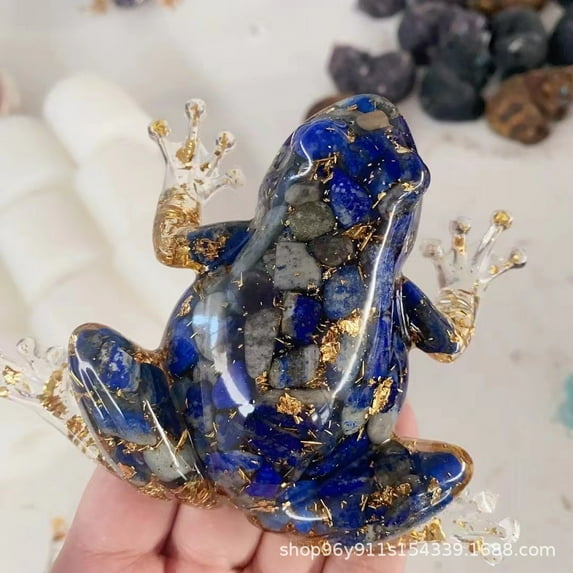 JilgTeok Home Essential Clearance Crystal Gravel Frogs Resin Figurines Frog Statues Decorations Fishbowl Decor Collection Healing Home Gift for Women(5.51*2.36*5.51in)