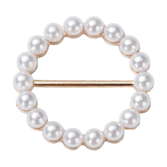 JilgTeok Home Essential Clearance Pearls Scarf Scarves Clasp Ring Tee Shirt Clips Buckle Clothing Wrap Holder for Cloth Neckerchief Round Shaped(1.57*1.57in)