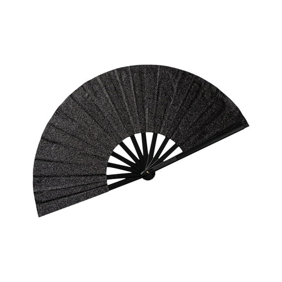 JilgTeok Large Rave Folding Hand Fan Foldable Clack Chinese Tai Chi Kung Fu Fan for Festivals Club Dancing Hot Flashes Church and Gifts Cloth Folding Hand Fan for Performance