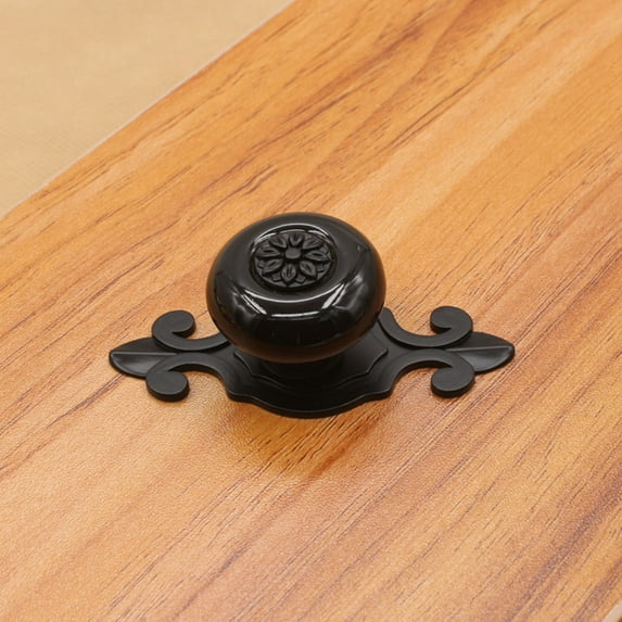 JilgTeok Matte black Pull Handle Vintage Ceramic Door Cabinet Cupboard Knobs Drawer Black