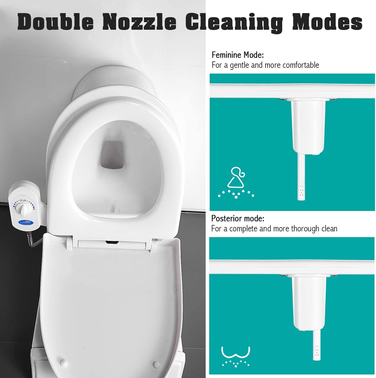 JilgTeok New Bidet Fresh Water Spray Mechanical Bidet Toilet Seat Attachment Non-Electric to Refresh Your Space