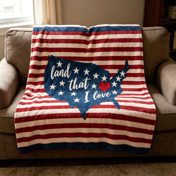 JilgTeok Patriotic Striped Flannel Blanket, Lightweight Summer Sleeping Blanket, Soft Breathable 130x180cm Throw for Independence Day BBQs Parades Fireworks, Cozy Couch Nap Travel Picnic Gift