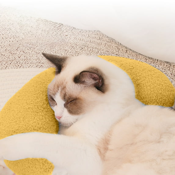 JilgTeok Pillow for Cats, Soft Fluffy Cat Neck Pillow, U-Shaped Pillow for Pet, Pet Calming Toy Half Donut Cuddler for Joint Relief Sleeping Improve Machine Washable(10.62*7.87in)
