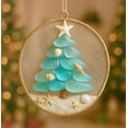 thumbnail image 1 of JilgTeok Sea Glass Christmas Tree Ornament Handmade Beach Themed Holiday Decoration with Mini Starfish for Coastal Home Decor Unique Christmas Gift Idea, 1 of 2