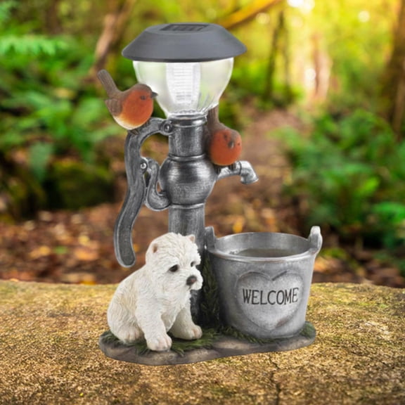 JilgTeok Solar Powered Garden Welcome Light with Bunny and Puppy Design Outdoor Patio Decoration Weather Resistant and Energy Efficient for Nighttime Illumination