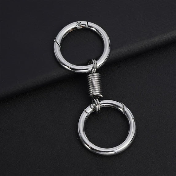 JilgTeok Spring Double Ring Keychain,Nordic Retro Double Ring Chain Detachable Clip Zinc Alloy Dual Ring Holder Spring Shaped Keychain Accessories for Various Keys,Keyrings and Charms(3.15*0.98in)